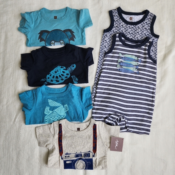 Tea Collection 6-12 Baby Short Sleeve Rompers for Spring Summer - Picture 1 of 6